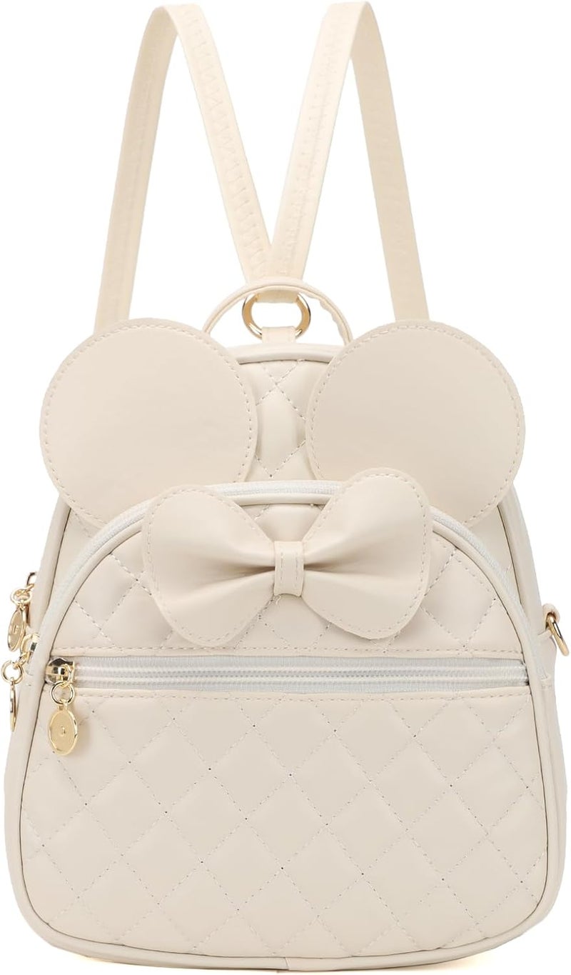 KL928 Girls Mini Backpack Bowknot Polka Dot Cute Small Daypacks Convertible Shoulder Bag Purse for Women - Image 1